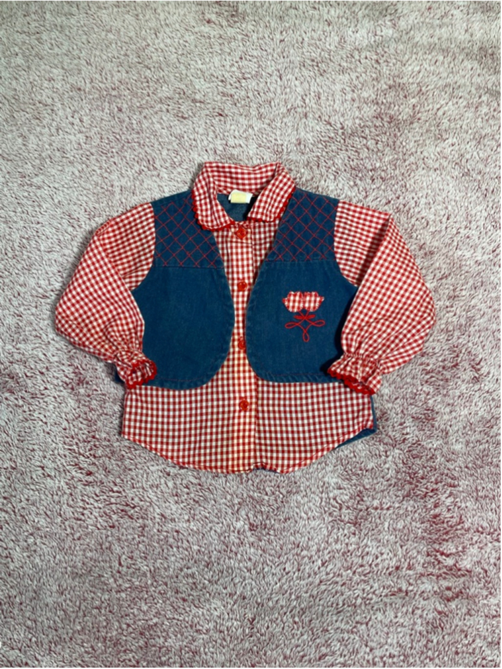 Vintage Carter’s Button Down western style gingham Shirt 2T